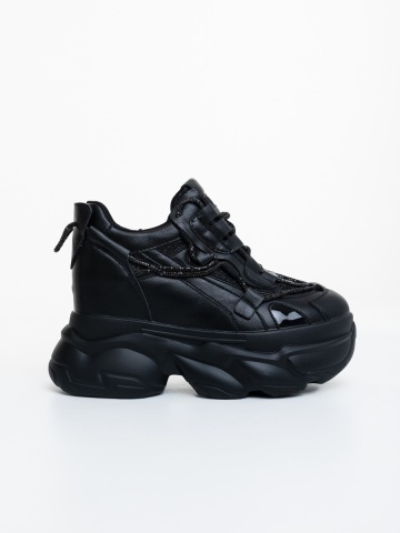 Pantofi sport dama negri din piele ecologica Afara - Img 4