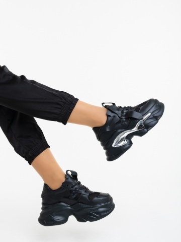 Pantofi sport dama negri din piele ecologica Endelyna