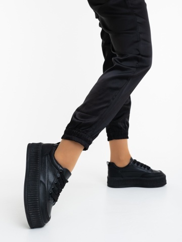 Pantofi sport dama negri din piele ecologica Faunel