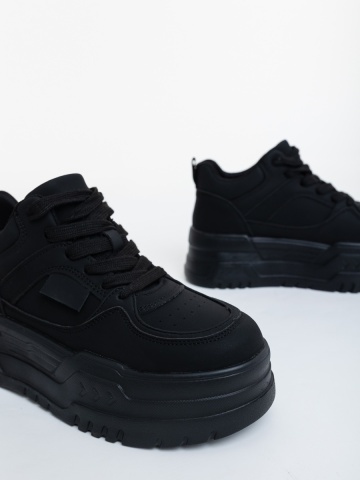 Pantofi sport dama negri din piele ecologica Nandria - Img 5