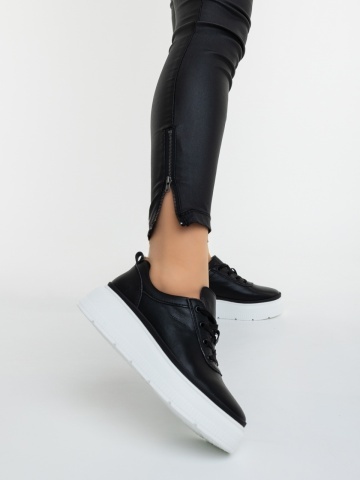 Pantofi sport dama negri din piele naturala Laurina