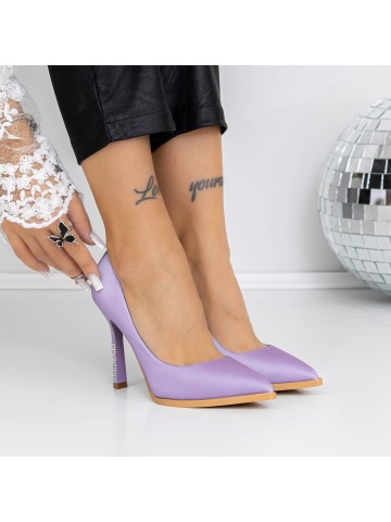 Pantofi stiletto mov din material textil Efonna - Img 2