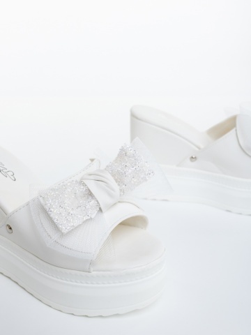 Papuci dama cu platforma albi din piele ecologica Aneira - Img 5