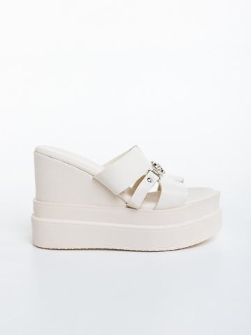 Papuci dama cu platforma bej din piele ecologica Haisley - Img 4