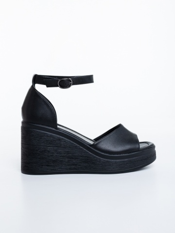Sandale dama cu platforma negre din piele ecologica Miraha - Img 4