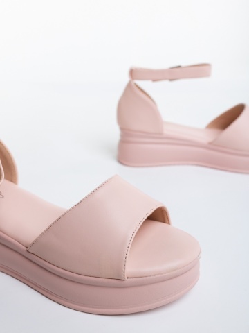 Sandale dama cu platforma roz din piele ecologica Tenuria - Img 5