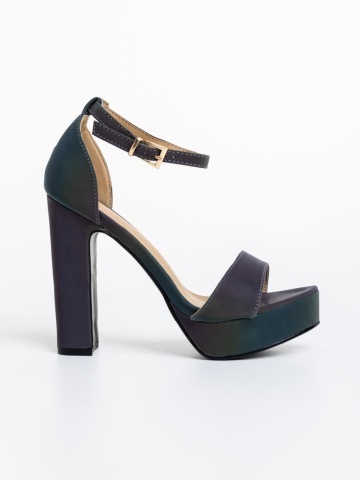 Sandale dama gri iridescent din piele ecologica Seana - Img 4