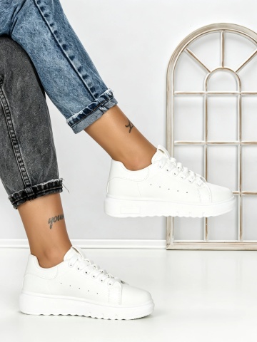 Sneakers dama albi din piele ecologica Dawira - Img 4