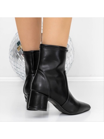 Botine dama cu toc negre din piele ecologica Ataras - Img 4