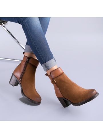 Botine dama piele Sena camel