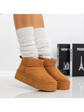Cizme dama camel din material textil Camira