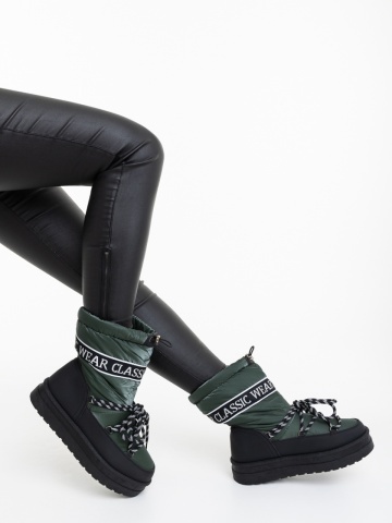 Cizme dama verzi din piele ecologica si material textil Nicova