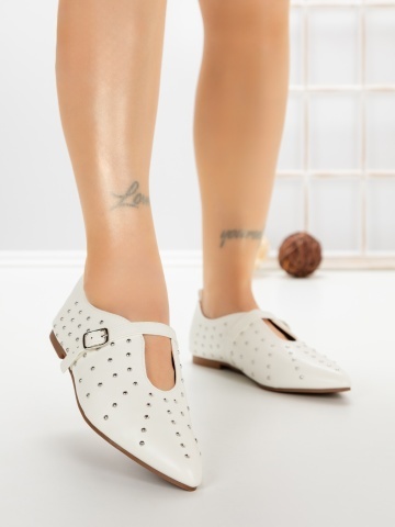 Pantofi casual dama albi din piele ecologica Anvera