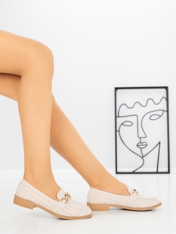 Pantofi casual dama bej din material textil Elaelyn - Img 6