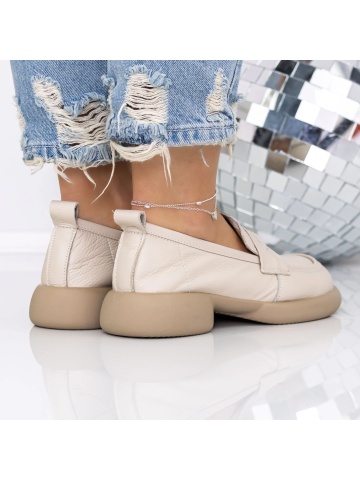 Pantofi casual dama bej din piele ecologica Canena - Img 4