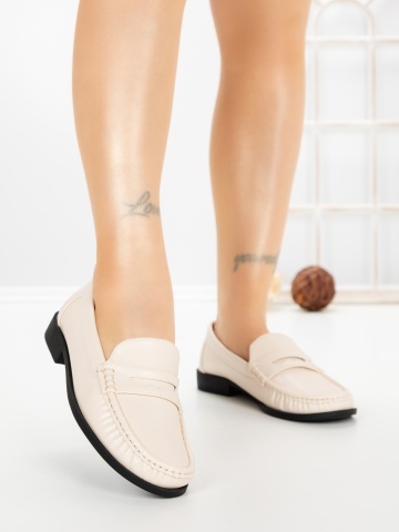 Pantofi casual dama bej din piele ecologica Corenia
