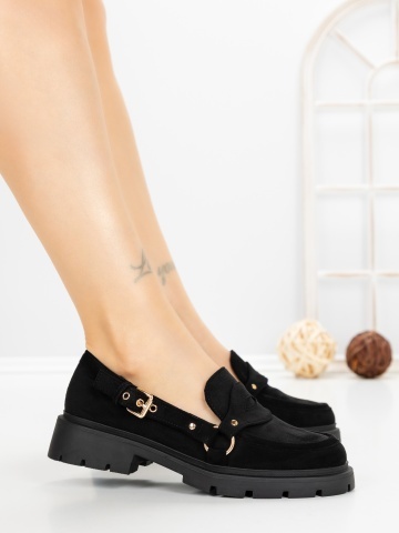 Pantofi casual dama negri din material textil Norevia - Img 3