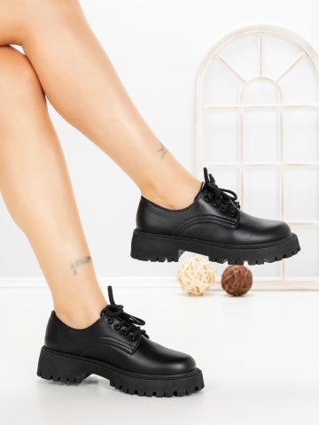 Pantofi casual dama negri din piele ecologica Avenira - Img 4