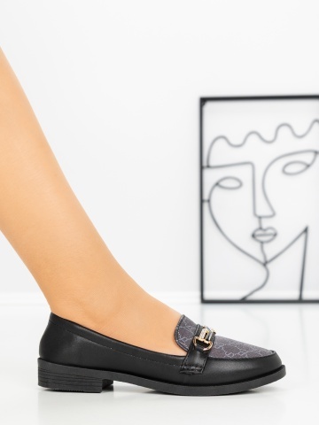 Pantofi casual dama negri din piele ecologica Banren - Img 5