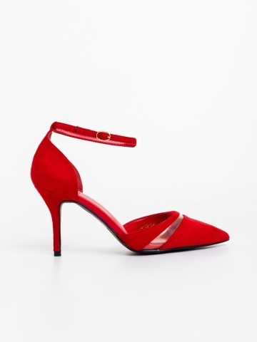 Pantofi dama cu toc rosii din material textil Armara - Img 4