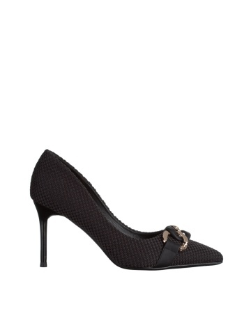 Pantofi dama negri din material textil cu toc Rosette - Img 6