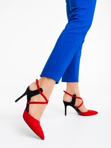 Pantofi dama rosii din material textil Saleena