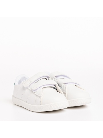 Pantofi sport copii albi cu verde din piele ecologica Barney