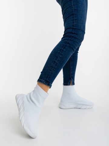 Pantofi sport dama albi din material textil Razara - Img 6