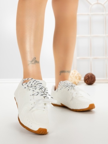 Pantofi sport dama albi din piele ecologica Lumoria