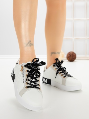 Pantofi sport dama albi din piele ecologica Lysara