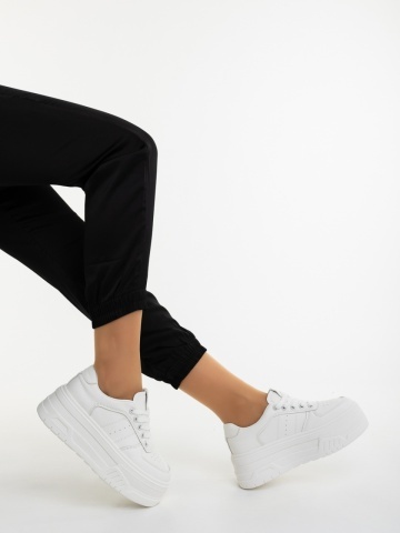 Pantofi sport dama albi din piele ecologica Mandalia - Img 2