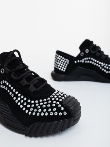 Pantofi sport dama negri cu alb din material textil Lucirna - Img 5
