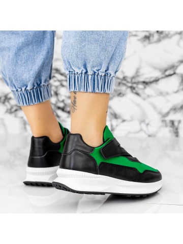 Pantofi sport dama negri din material textil si piele ecologica Eazrys - Img 2