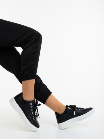 Pantofi sport dama negri din piele ecologica Ajamura