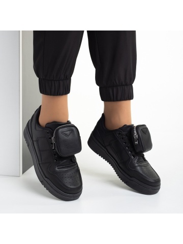 Pantofi sport dama negri din piele ecologica Inola