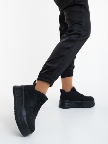 Pantofi sport dama negri din piele ecologica Nandria