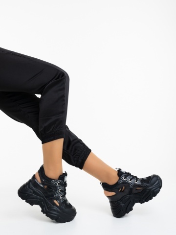 Pantofi sport dama negri din piele ecologica Rugara