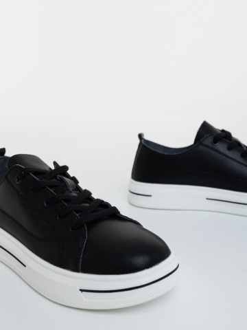 Pantofi sport dama negri din piele naturala Vedora - Img 5