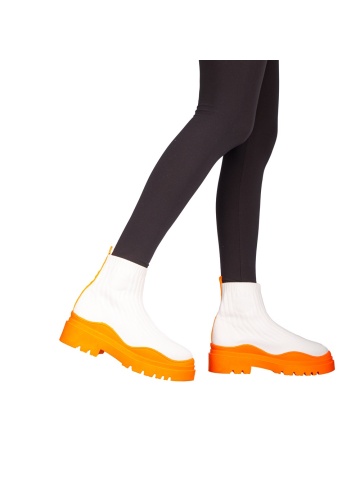 Pantofi sport dama Triza albe cu portocaliu