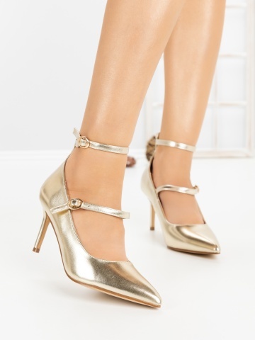Pantofi stiletto aurii din piele ecologica Avanea - Img 3