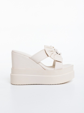 Papuci dama cu platforma bej din piele ecologica Darcy - Img 4