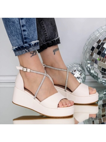 Sandale dama cu platforma bej din piele ecologica Svetlana