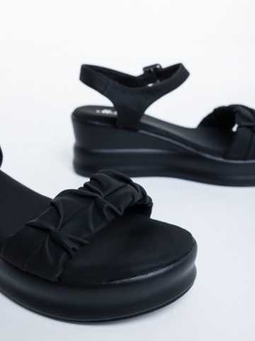 Sandale dama cu platforma negre din piele ecologica Ourana - Img 5