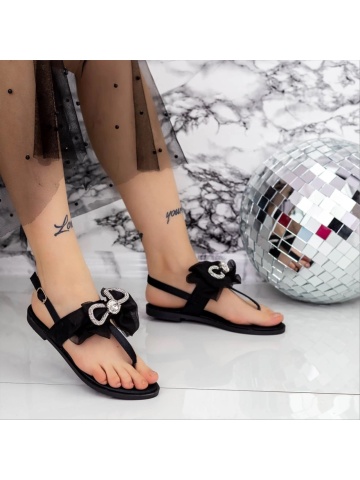 Sandale dama negre din material textil Makara