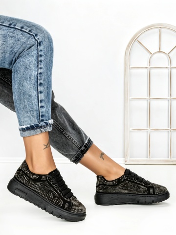 Sneakers dama negri din material textil Alixie - Img 6