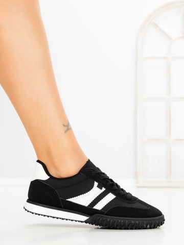 Sneakers dama negri din material textil si piele ecologica Etalira - Img 5