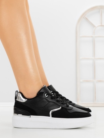 Sneakers dama negri din piele ecologica Divora - Img 3