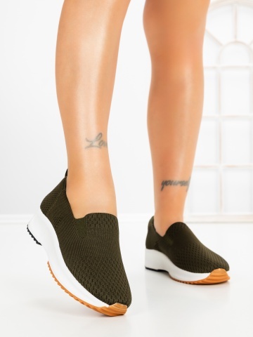Sneakers dama verzi din material textil Dumira