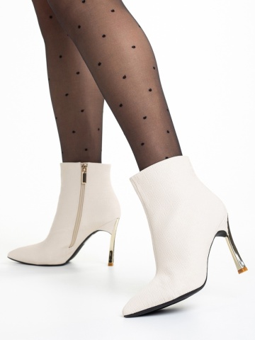 Botine dama albe din din material textil Estela - Img 2