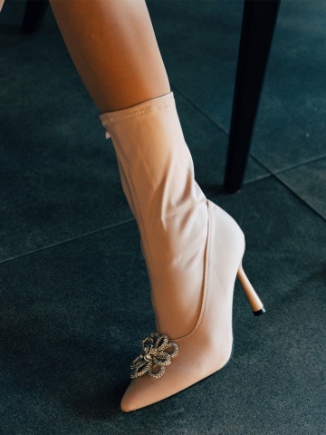 Botine dama bej din material textil Taniel - Img 3